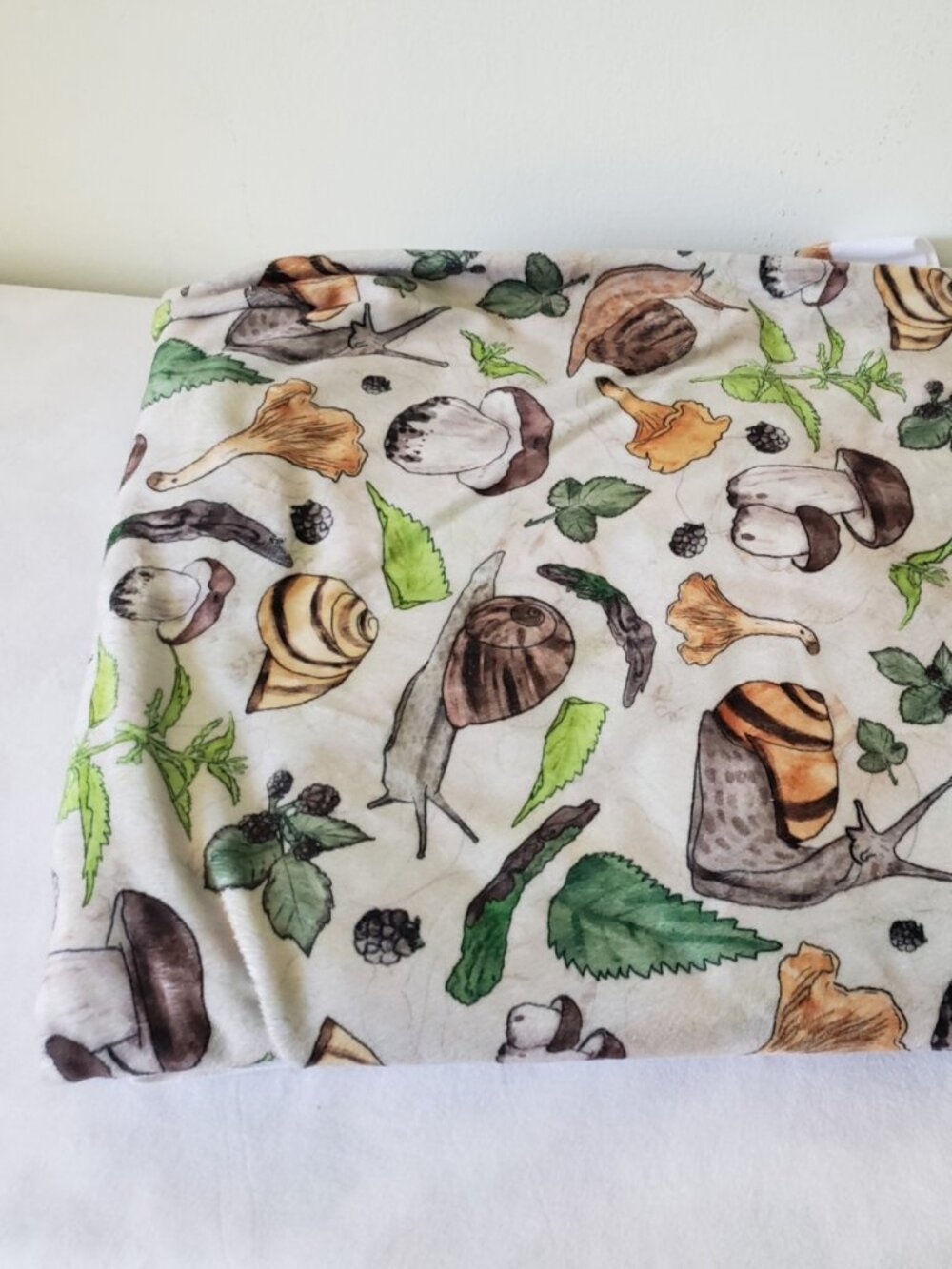 mushroom snail autumn fall velvet fabric 2 feet